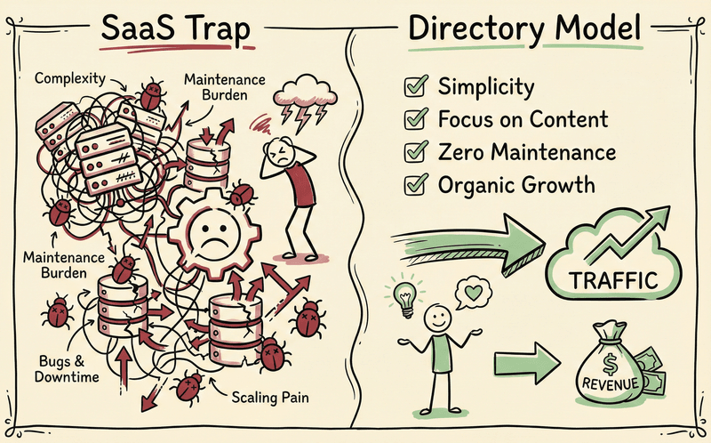 Visualizing the complexity gap: SaaS architecture vs. Directory structure
